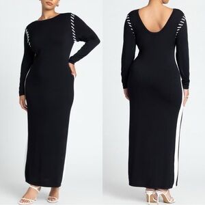 ELOQUII Stitch Detail Long Sleeve Sweater Dress
